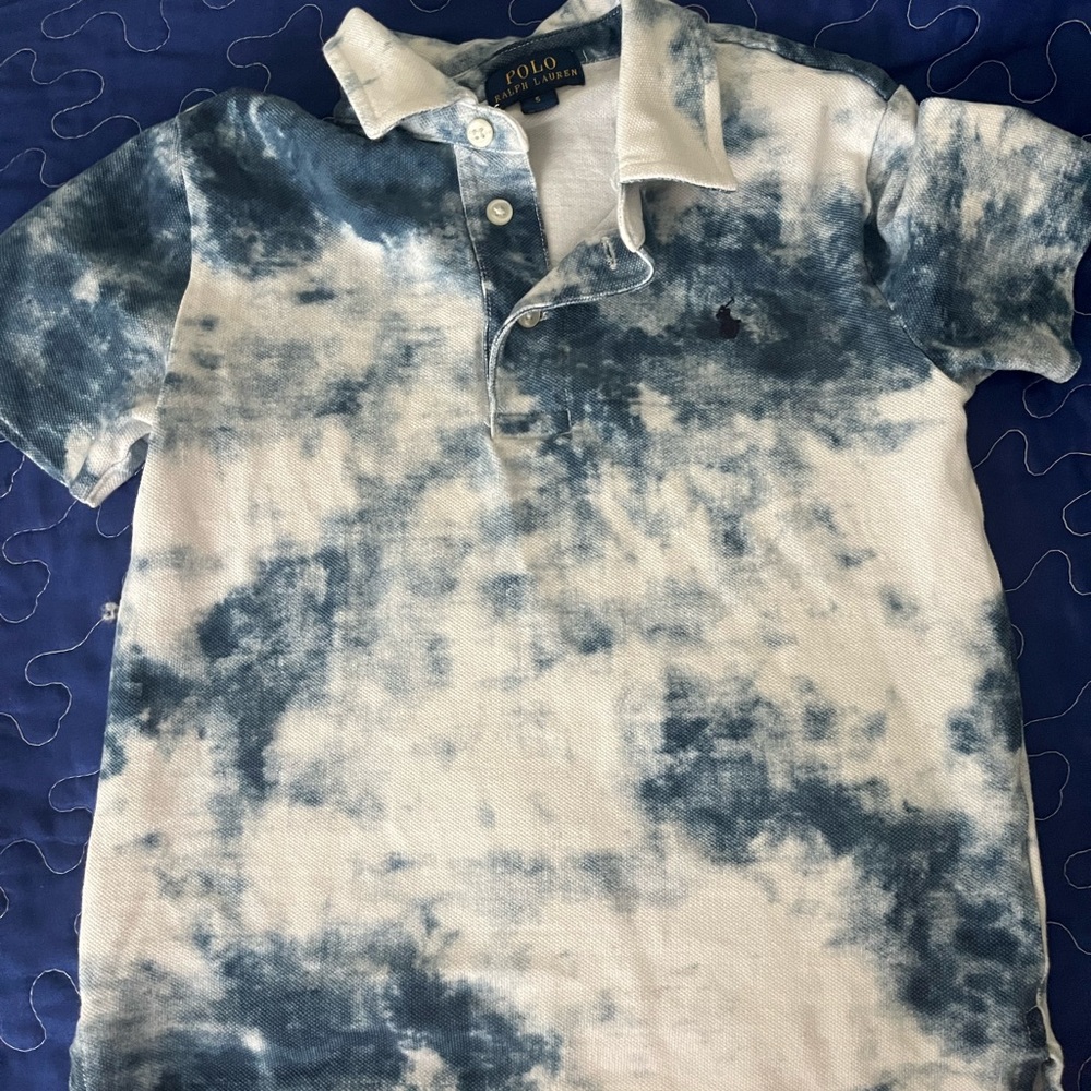 Boys Ralph Lauren Polo blue/white tie-dye shirt